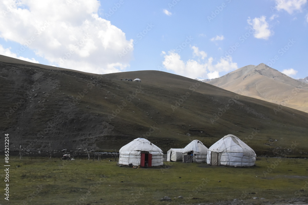 The traditional Yurt tents of the nomads of Kyrgyzstan, Mongolia and Central Aisa The traditional Yurt tents of the nomads of Kyrgyzstan, Mongolia and Central Aisa