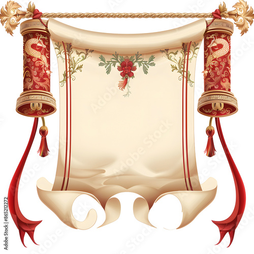 Chinese Light Color Scroll Paper Ribbon Banner Vector Design Transparent  PNG