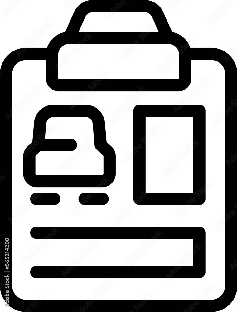 This icon of a clipboard holding a car repair invoice represents auto services This icon of a clipboard holding a car repair invoice represents auto services