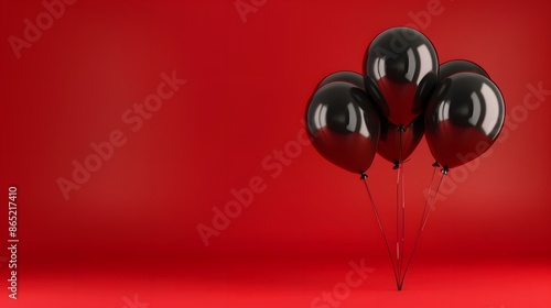 black balloon on red background for black Friday