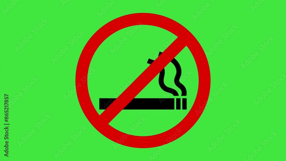 No smoking sign no background animation chroma key green screen No smoking sign no background animation chroma key green screen