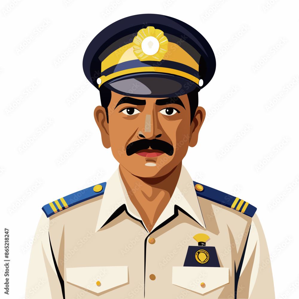 Cartoon Traffic Police Officer Directing Traffic with a Smile Cartoon Traffic Police Officer Directing Traffic with a Smile