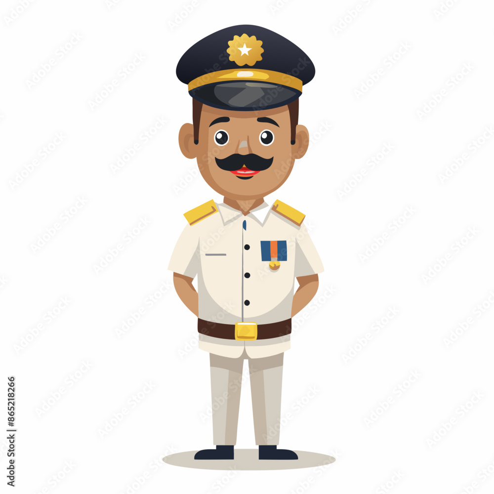 Cartoon Traffic Police Officer Directing Traffic with a Smile Cartoon Traffic Police Officer Directing Traffic with a Smile