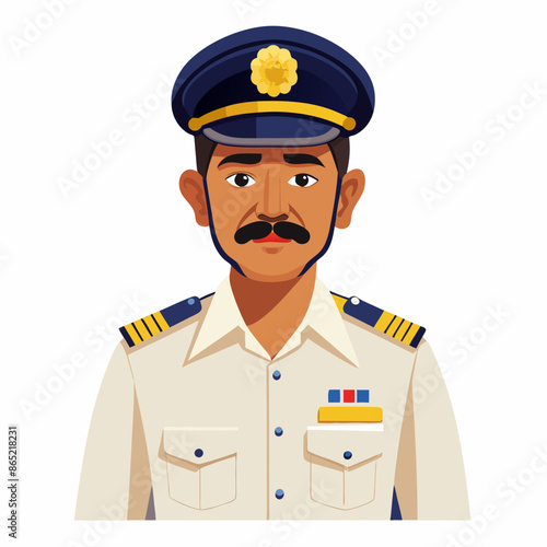 Cartoon Traffic Police Officer Directing Traffic with a Smile