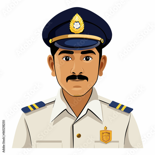 Cartoon Traffic Police Officer Directing Traffic with a Smile