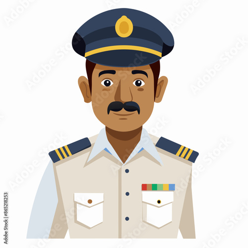 Cartoon Traffic Police Officer Directing Traffic with a Smile