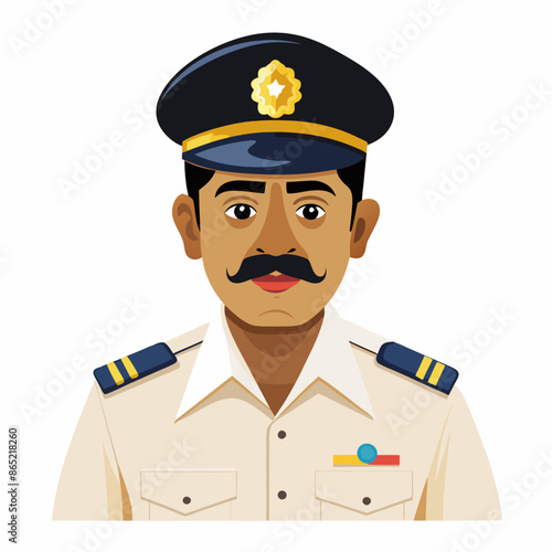 Cartoon Traffic Police Officer Directing Traffic with a Smile