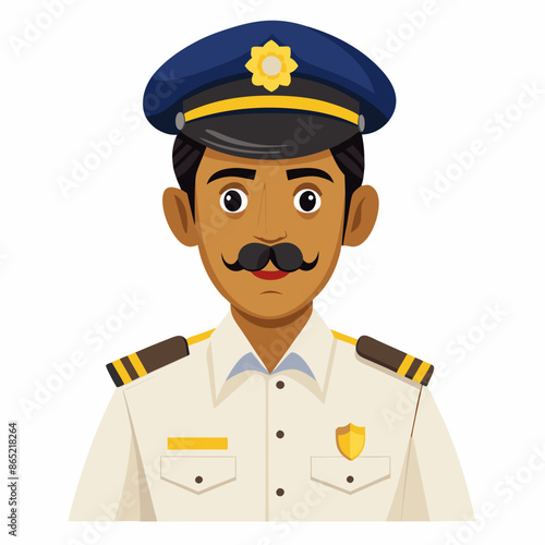 Cartoon Traffic Police Officer Directing Traffic with a Smile