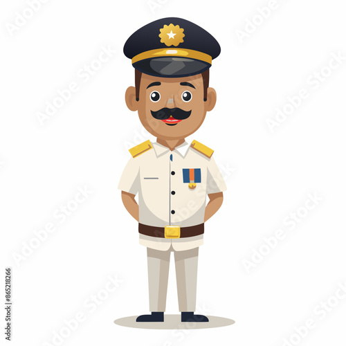 Cartoon Traffic Police Officer Directing Traffic with a Smile