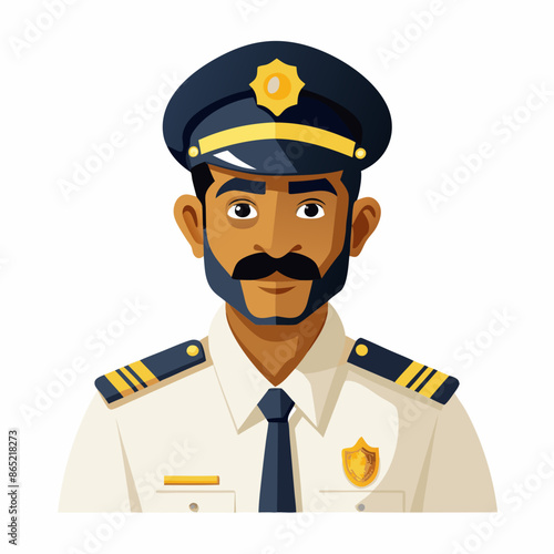 Cartoon Traffic Police Officer Directing Traffic with a Smile