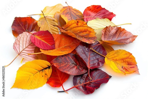 Verschiedene bunte Herbstblätter isoliert auf weißem Hintergrund  photo