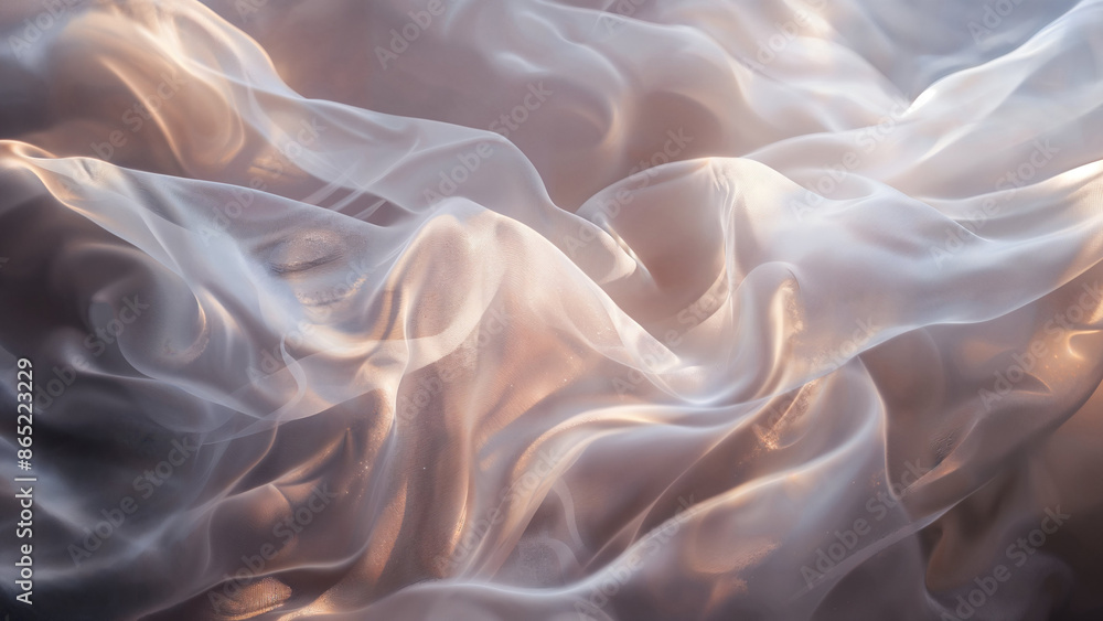 A delicate, flowing translucent fabric with soft, glowing light effects creates an ethereal and calming atmosphere captured in this visually appealing image. A delicate, flowing translucent fabric with soft, glowing light effects creates an ethereal and calming atmosphere captured in this visually appealing image.