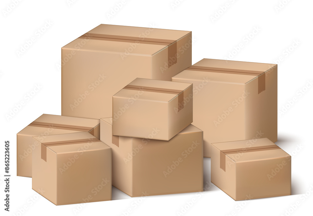 Realistic packaging box composition background Realistic packaging box composition background