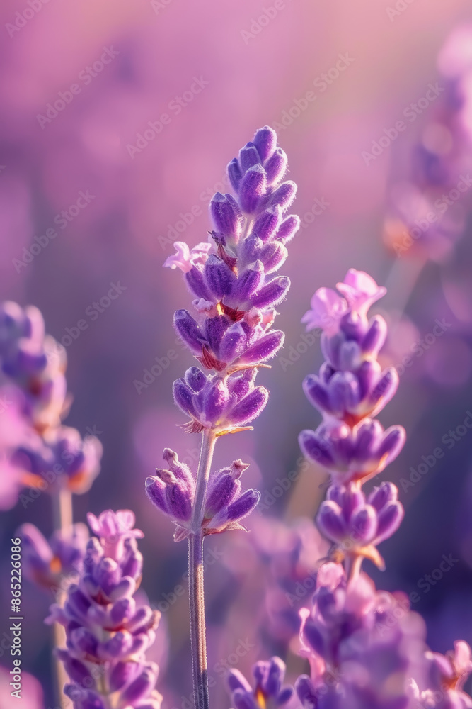 Vibrant Lavender Flowers in Bloom Against Soft Pastel Background Vibrant Lavender Flowers in Bloom Against Soft Pastel Background