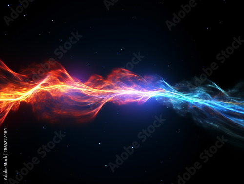 a red and blue light in space