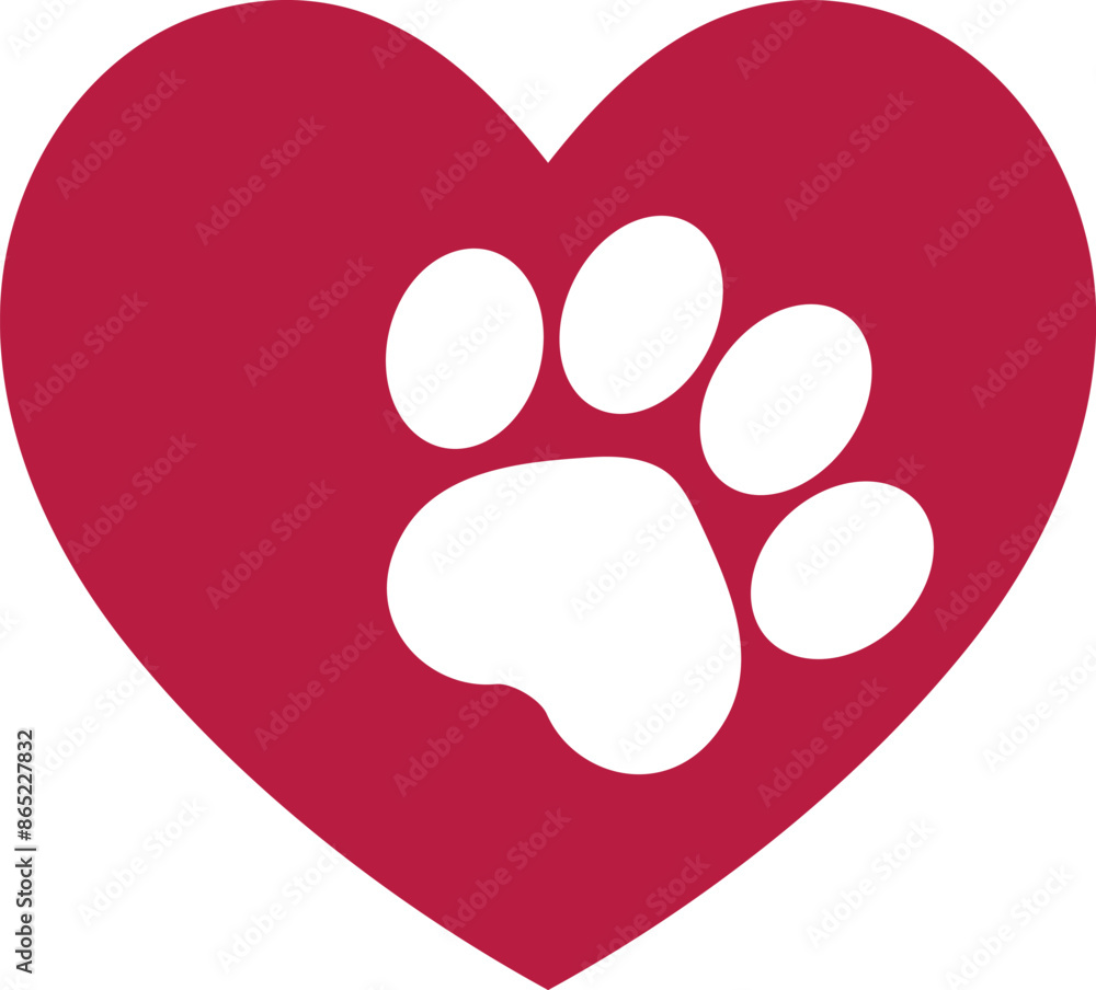 Paw print heart isolated on white background. Vector illustration. Paw print heart isolated on white background. Vector illustration.