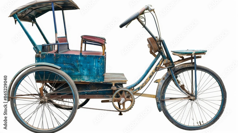 Fototapeta premium Tricycle taxi, small sized tricycle, Vintage model isolated on white background