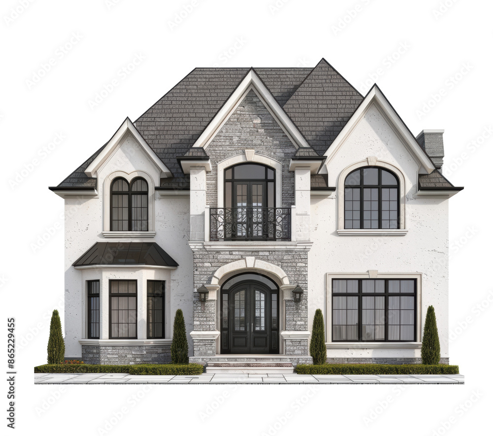 Elegant Two-Story House with Stone Detailing Elegant Two-Story House with Stone Detailing