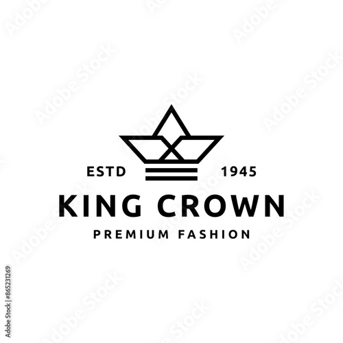 Vintage hipster crown logo design illustration