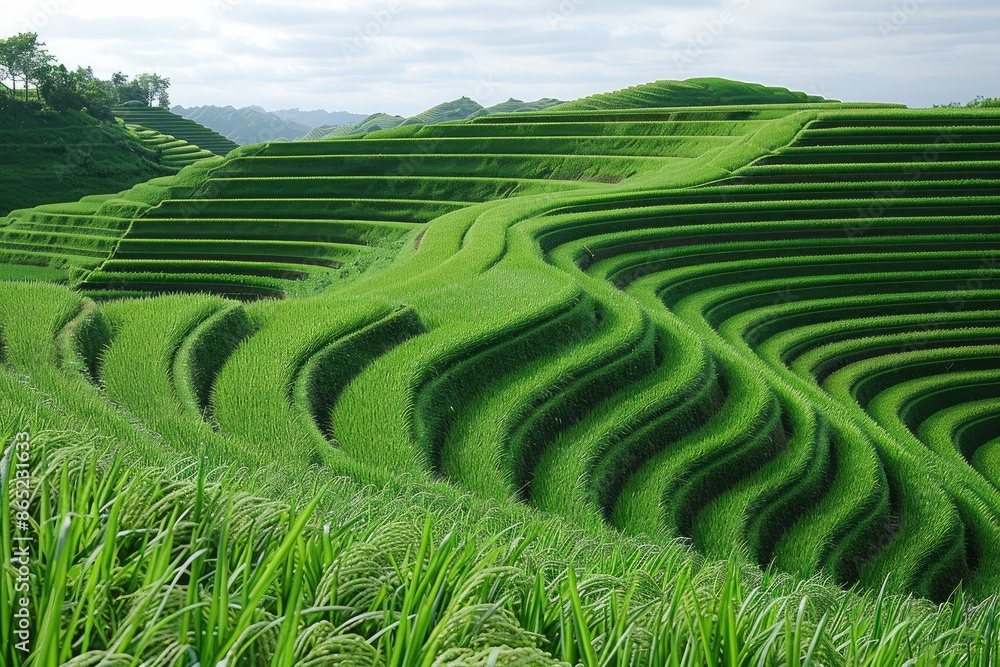 A purely green scene of the Rice Terraces professional photography A purely green scene of the Rice Terraces professional photography