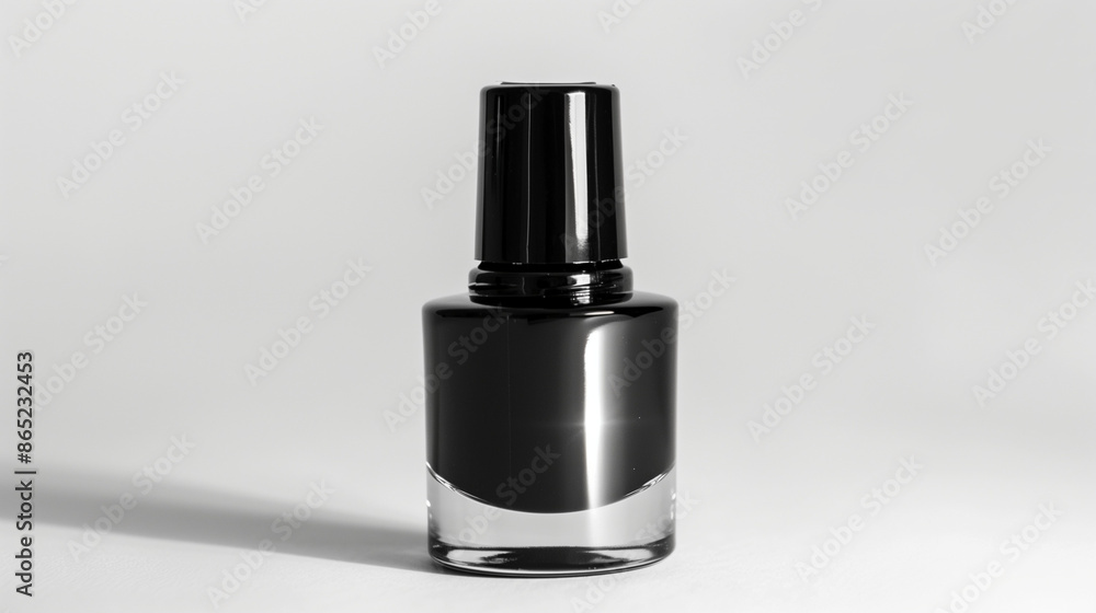Black bottle of nail polish isolated on white background Black bottle of nail polish isolated on white background
