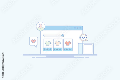 Ecommerce product browsing, online product search on shopping website business vector illustration.
