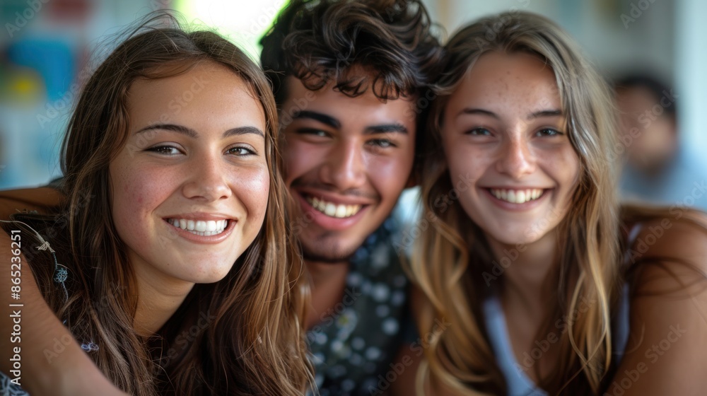 A group of happy friends studying abroad together A group of happy friends studying abroad together
