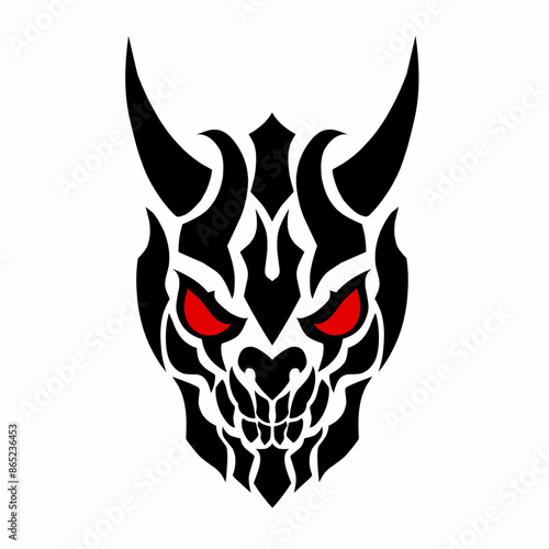illustration vector graphic of tribal art abstract devil with red eyes
