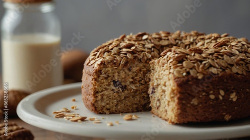 Healthy oat cake, healthy eating and healthy breakfast concept.