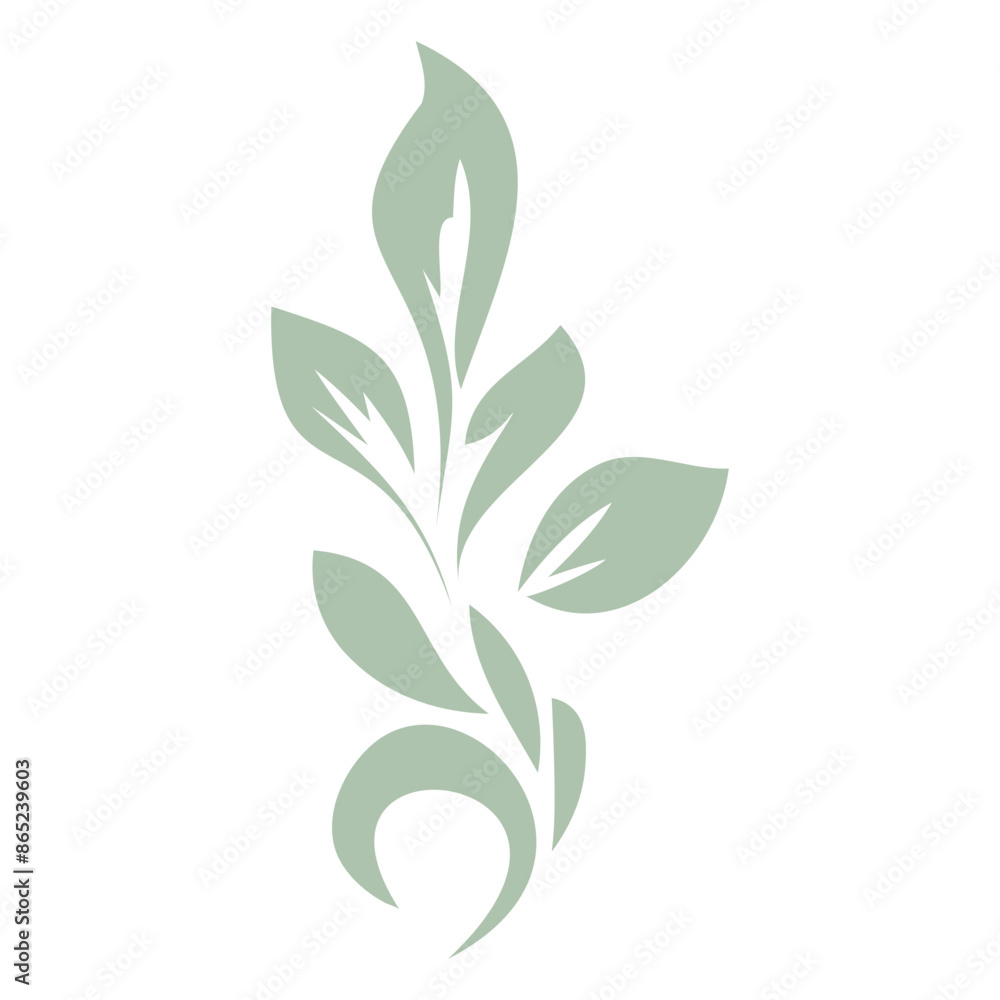 A minimalist green leaf or plant design with simple leaf shapes and organic curves A minimalist green leaf or plant design with simple leaf shapes and organic curves