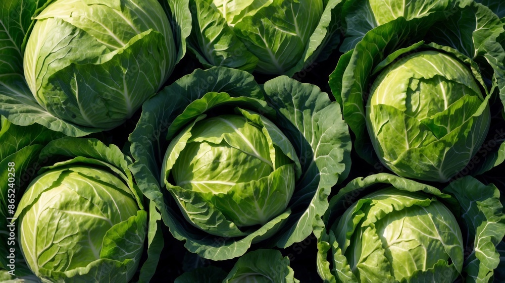 Obraz premium Various cabbages with green leaves, cooking, vegetable and healthy food concept.