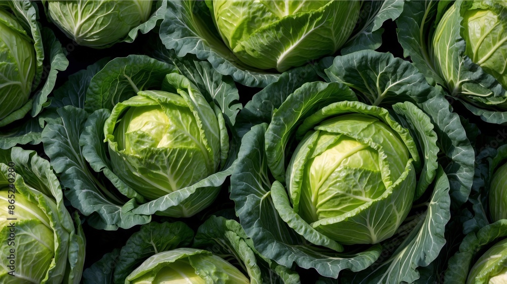 Obraz premium Various cabbages with green leaves, cooking, vegetable and healthy food concept.
