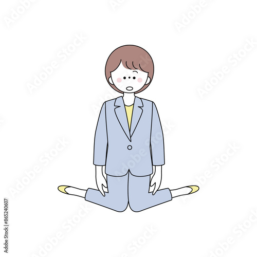 呆然としている膝をついたスーツの女性のイラスト