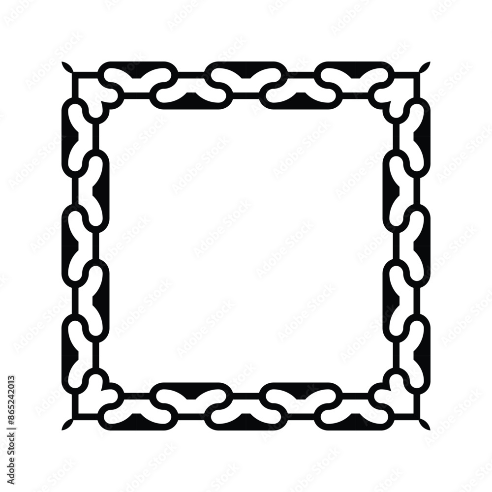 Ornamental Geometric Square Border Pattern Design with Symmetrical Shapes Ornamental Geometric Square Border Pattern Design with Symmetrical Shapes