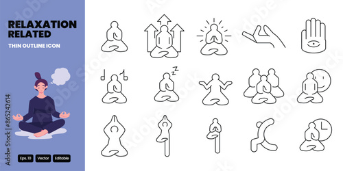 meditation related thin outline icon vector design good for web and mobile app