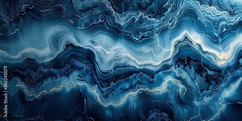A mesmerizing abstract composition inspired by agate, featuring undulating layers in shades of blue, orange, and white, evoking the beauty of geological textures and natural elegance.