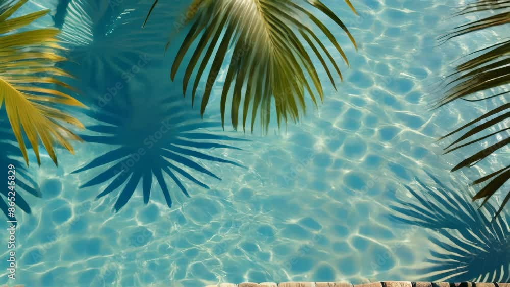 Calm water surface with shadows of palm leaves creating abstract patterns on a sunny day, calm and touristic background, tropical vacation Calm water surface with shadows of palm leaves creating abstract patterns on a sunny day, calm and touristic background, tropical vacation