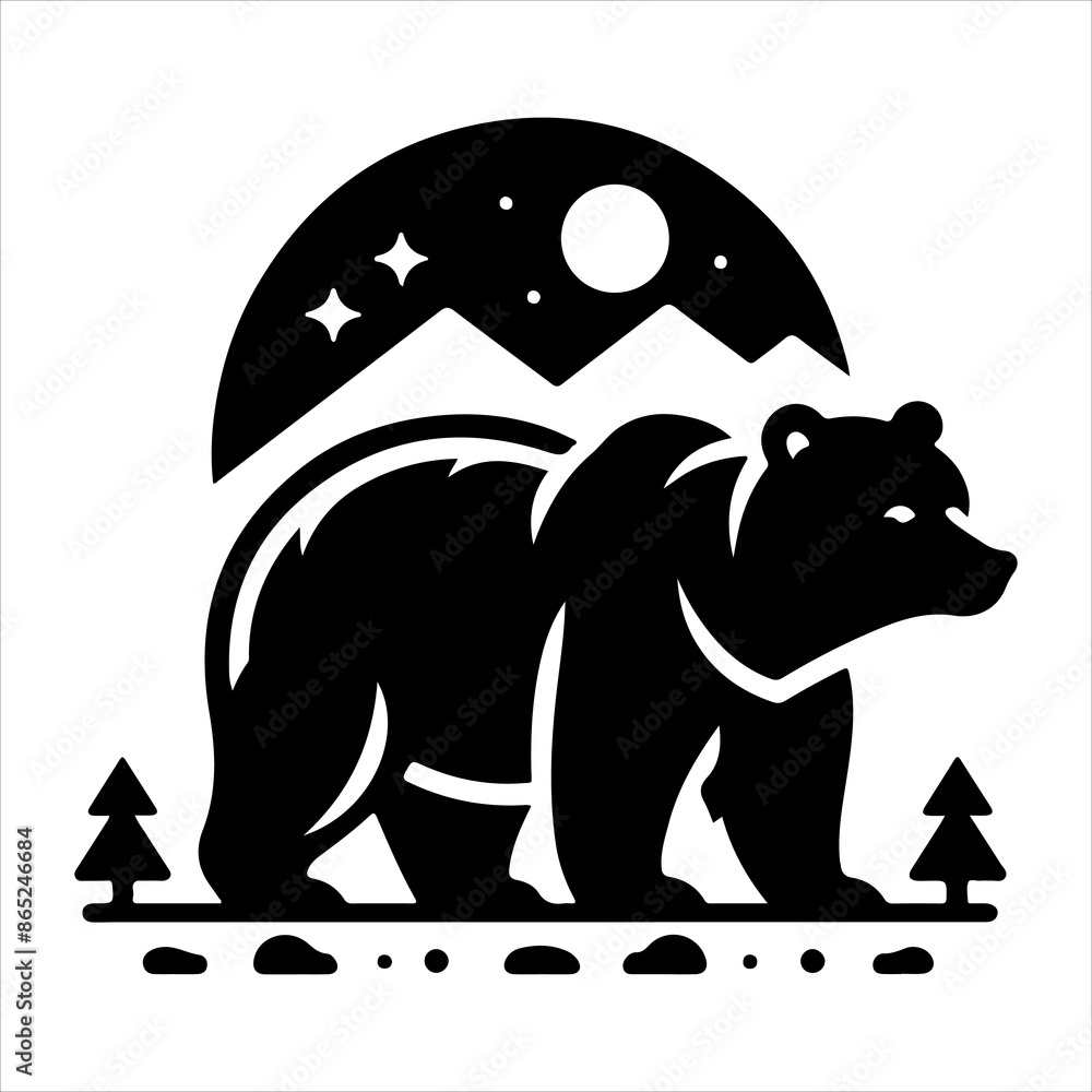 Obraz premium Bear silhouette vector. Vector illustration logo bear silhouette. various bear silhouettes on the white background