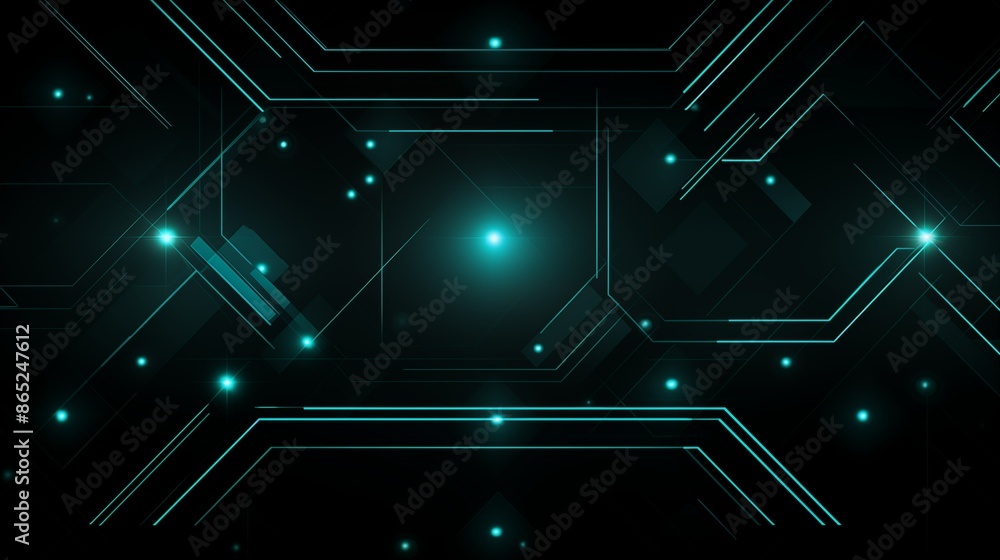 Obraz premium Teal and black minimalistic tech background