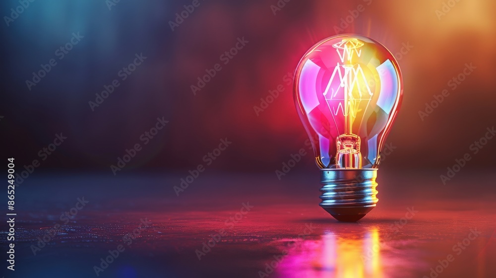 A light bulb is lit up in a dark room A light bulb is lit up in a dark room