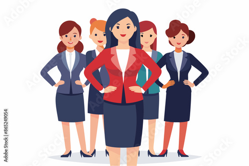 vector illustration of one business women standing character