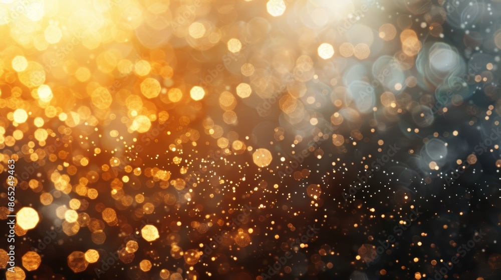 Abstract background with golden and white bokeh lights on dark backdrop. Perfect for festive or celebratory designs. Abstract background with golden and white bokeh lights on dark backdrop. Perfect for festive or celebratory designs.