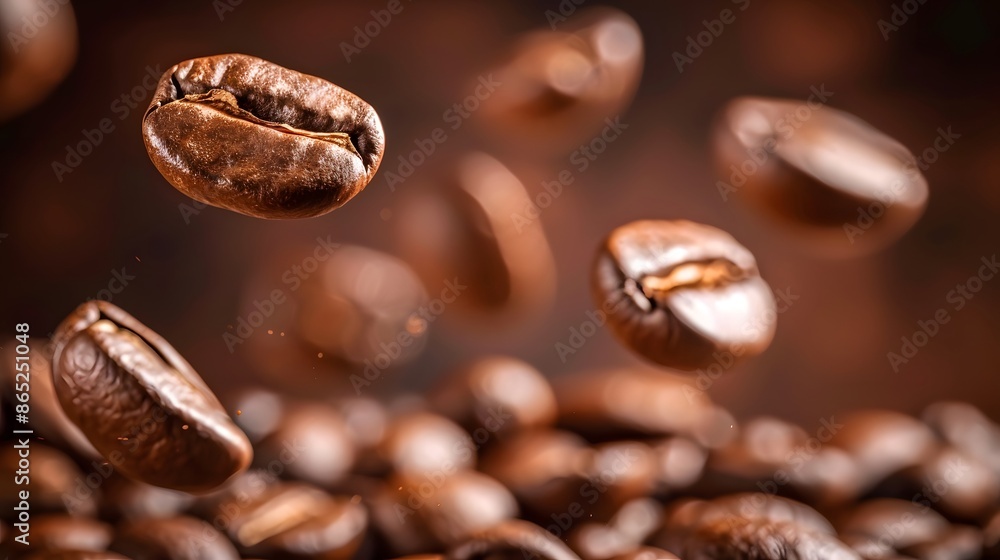 Floating Coffee Beans: A close-up shot of coffee beans floating in mid-air, surrounded by a rich, aromatic coffee aroma.
Floating Coffee Beans: A close-up shot of coffee beans floating in mid-air, surrounded by a rich, aromatic coffee aroma.