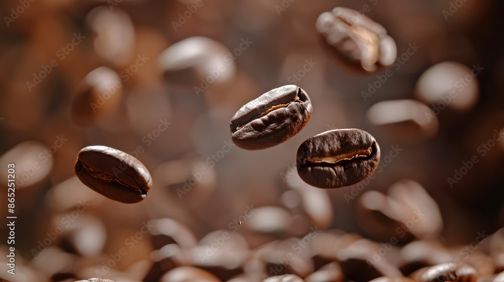 Floating Coffee Beans: A close-up shot of coffee beans floating in mid-air, surrounded by a rich, aromatic coffee aroma.
Floating Coffee Beans: A close-up shot of coffee beans floating in mid-air, surrounded by a rich, aromatic coffee aroma.