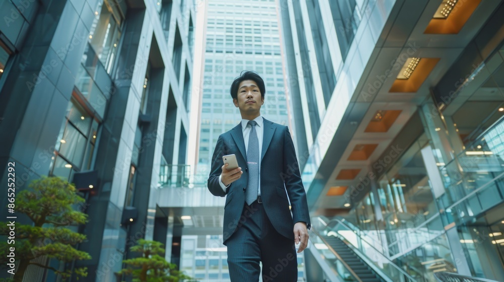 businessman japanese man with skyscraper background, ai businessman japanese man with skyscraper background, ai