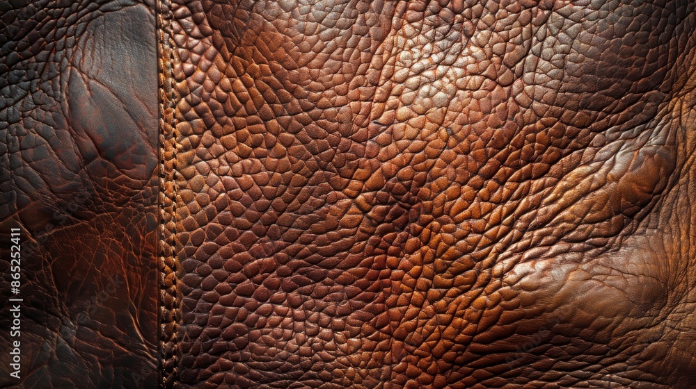 Close-up texture of brown leather with a natural, textured surface. Close-up texture of brown leather with a natural, textured surface.