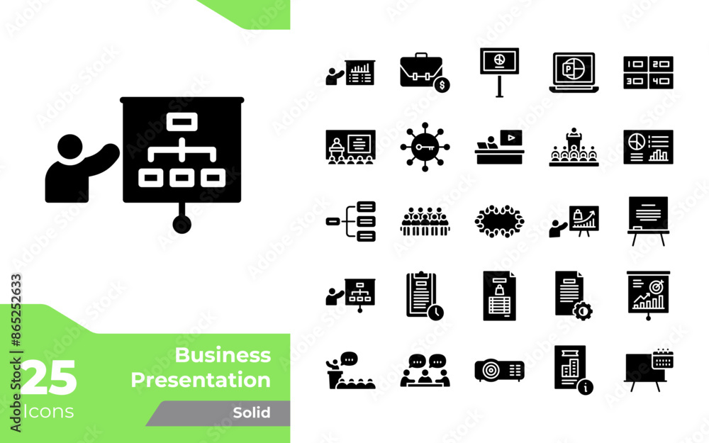 Business Presentation Glyph Icons Business Presentation Glyph Icons