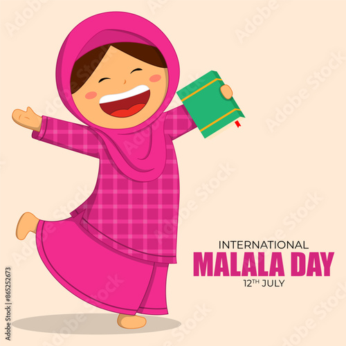 Vector illustration of Malala Day social media feed template