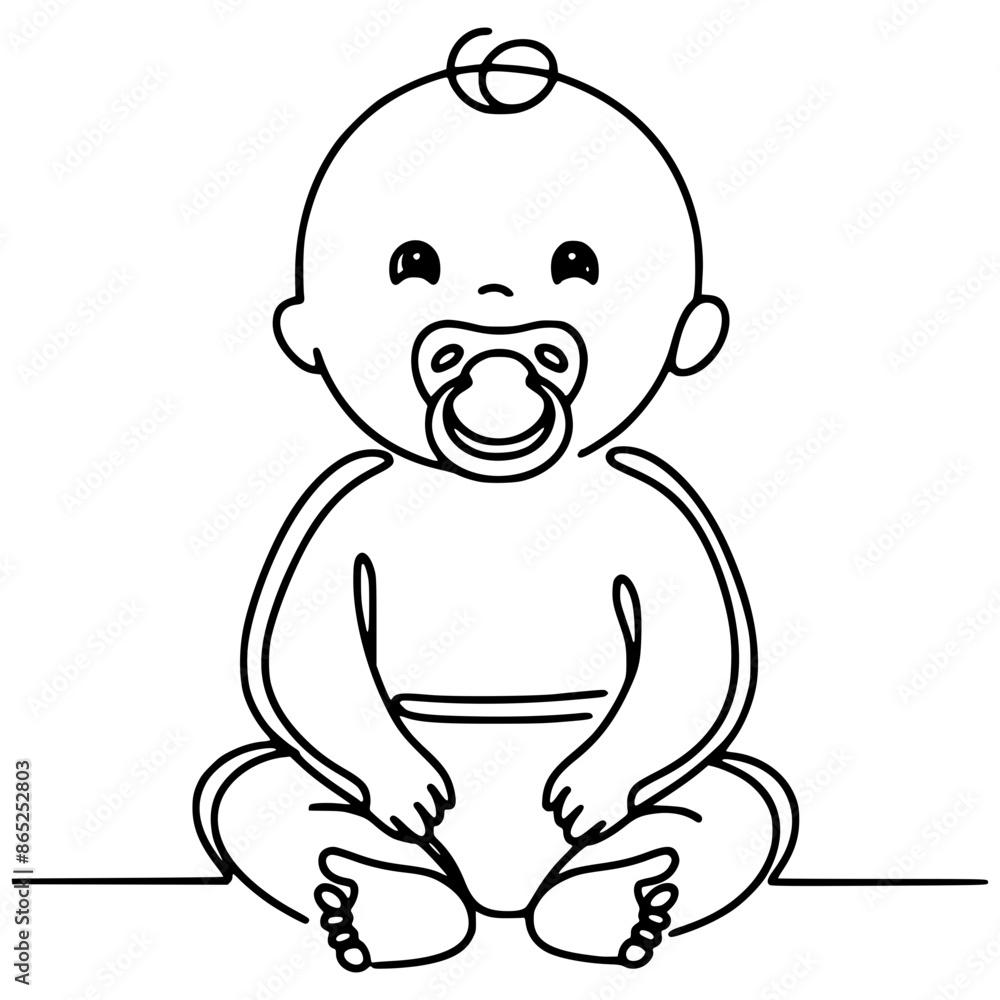 Baby one-line art drawing vector Baby one-line art drawing vector