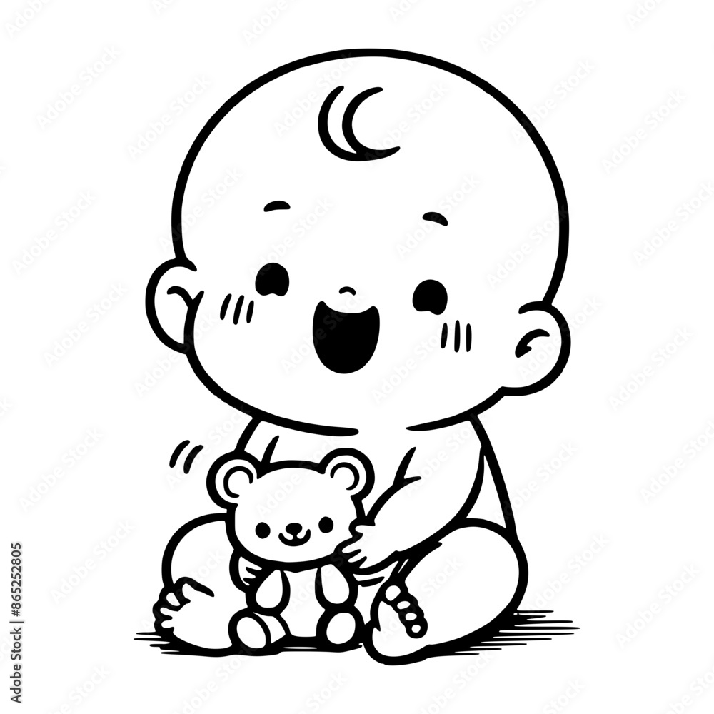 Baby one-line art drawing vector Baby one-line art drawing vector